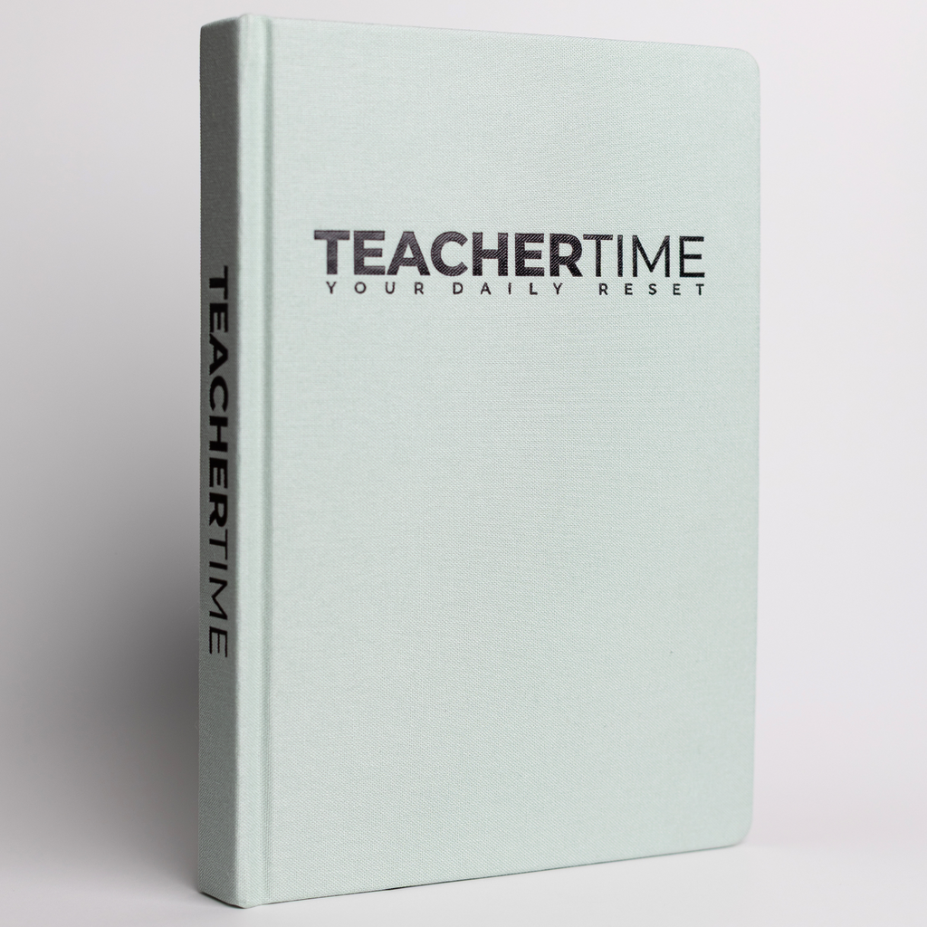 A product photo showing the TEACHERTIME Teacher Wellness Journal on a white background
